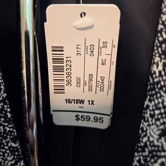 NWT - CJ Banks Women's Plus Black/White Tweed Blazer, Fully Lined, 1X - Picture 8 of 11